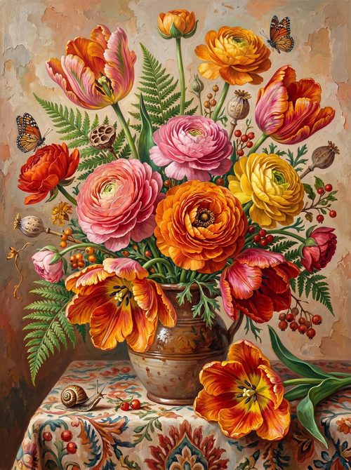 Ranunculus Tulip Vase (Diamond Painting)