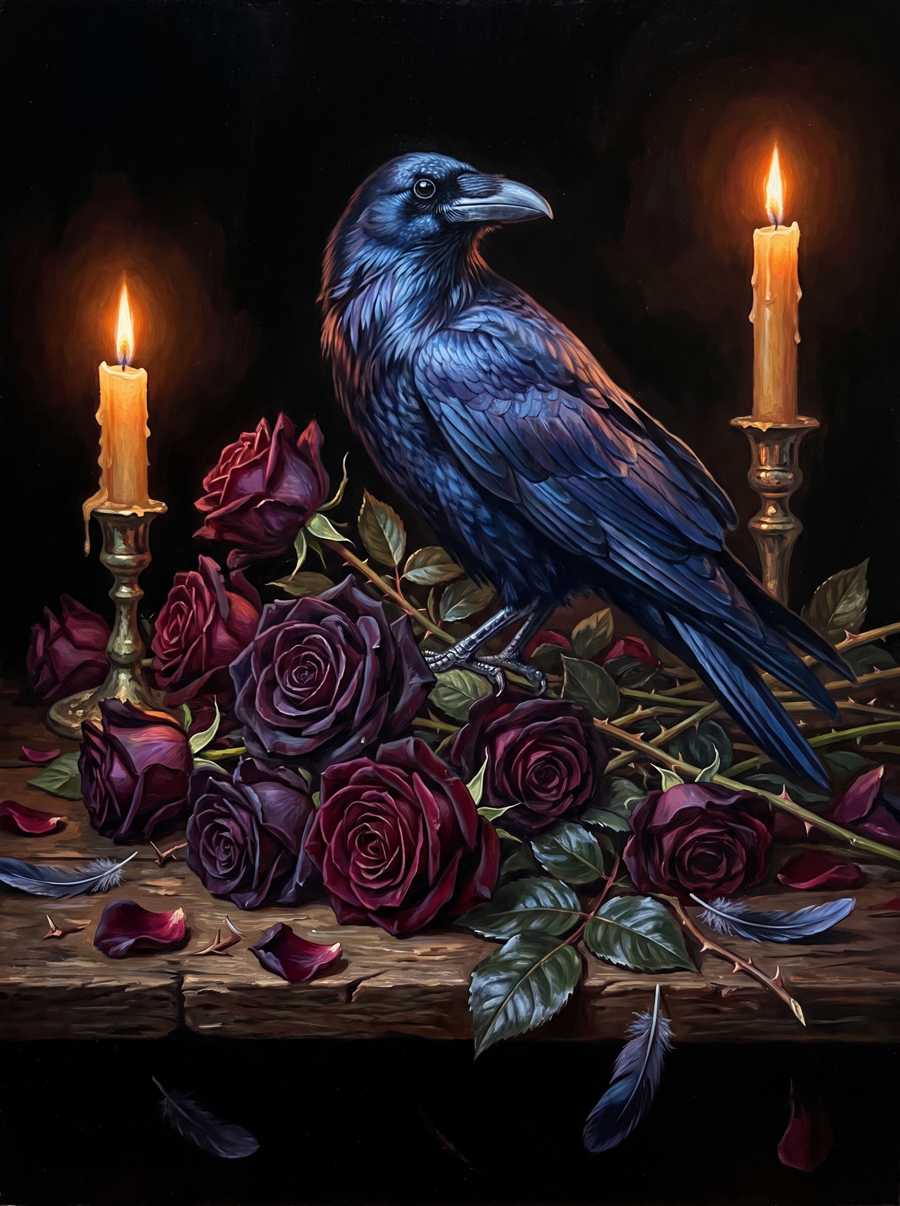 Raven in Dark Blooms