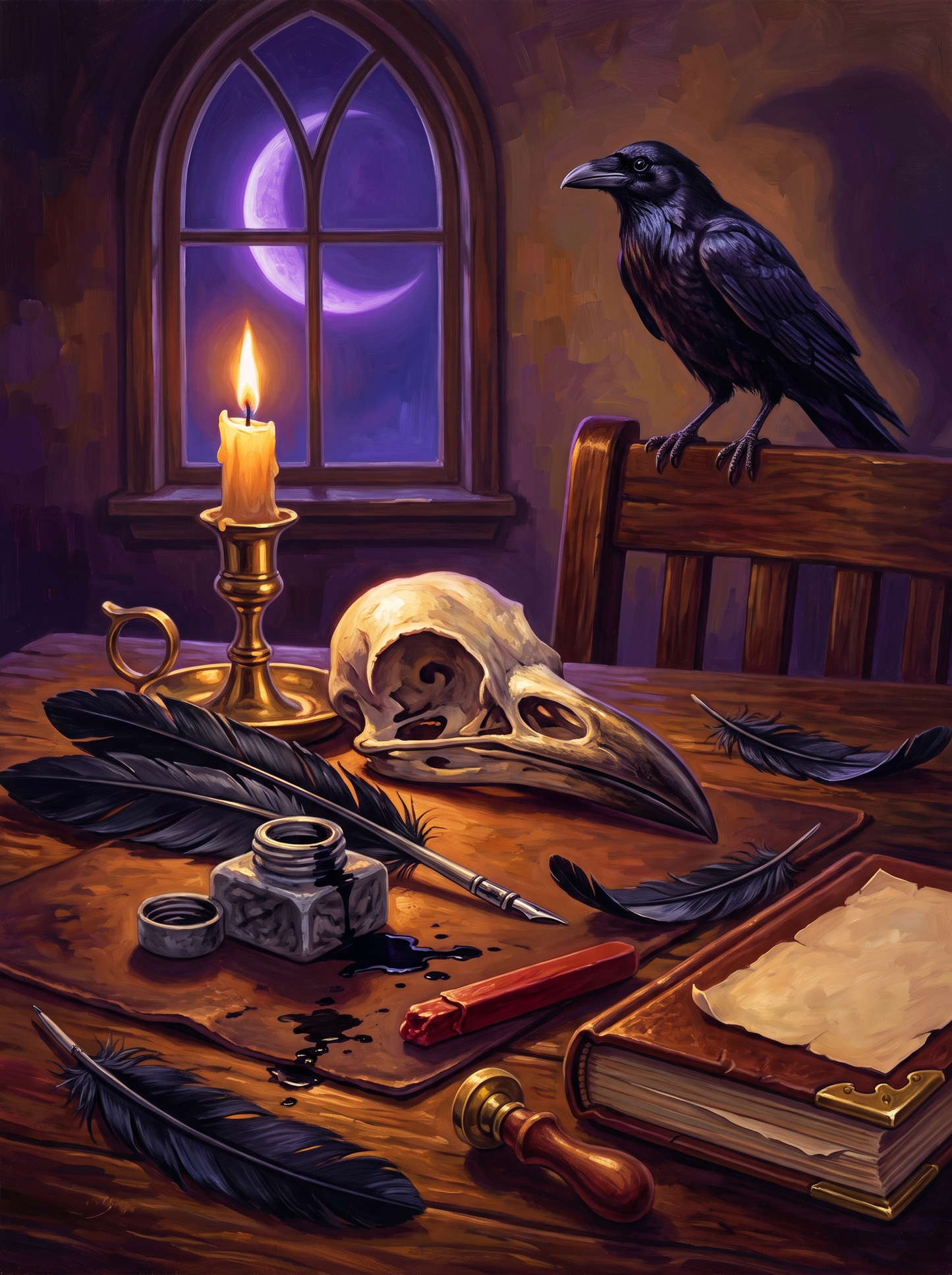 Raven Skull and Quill