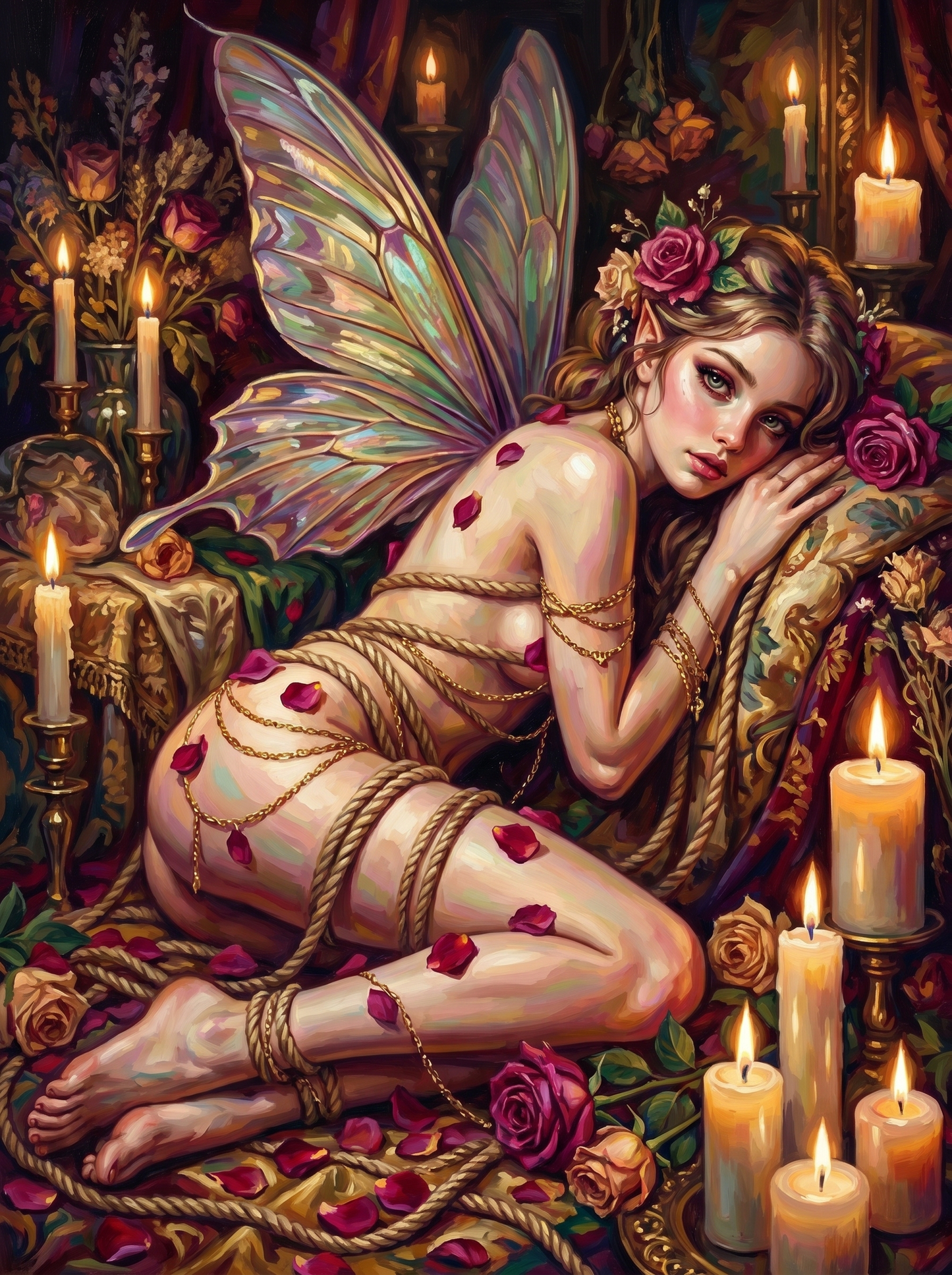 Reclining Fairy Rope Petals (150 Color Diamond Painting)