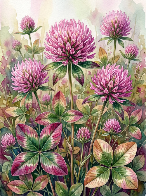 Red Clover Meadow Watercolor (Diamond Painting)