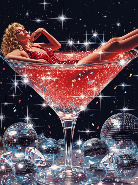 Red Cocktail Confetti Celebration (100 Color Diamond Painting) Diamond Painting kit