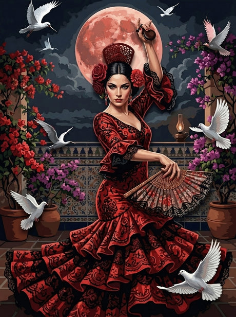 Red Moon Dancer Doves (Diamond Painting) Diamond Painting kit