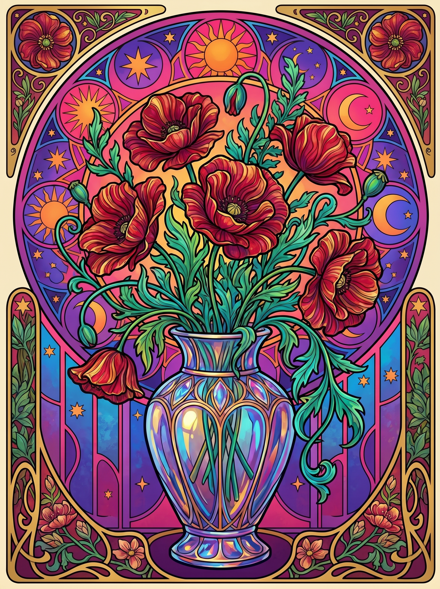 Red Poppy Celestial Vase (80 Colors)