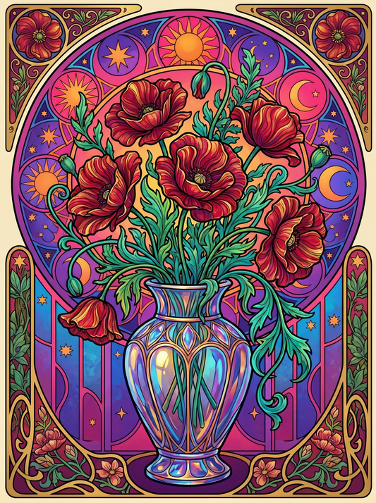 Red Poppy Celestial Vase (80 Colors)