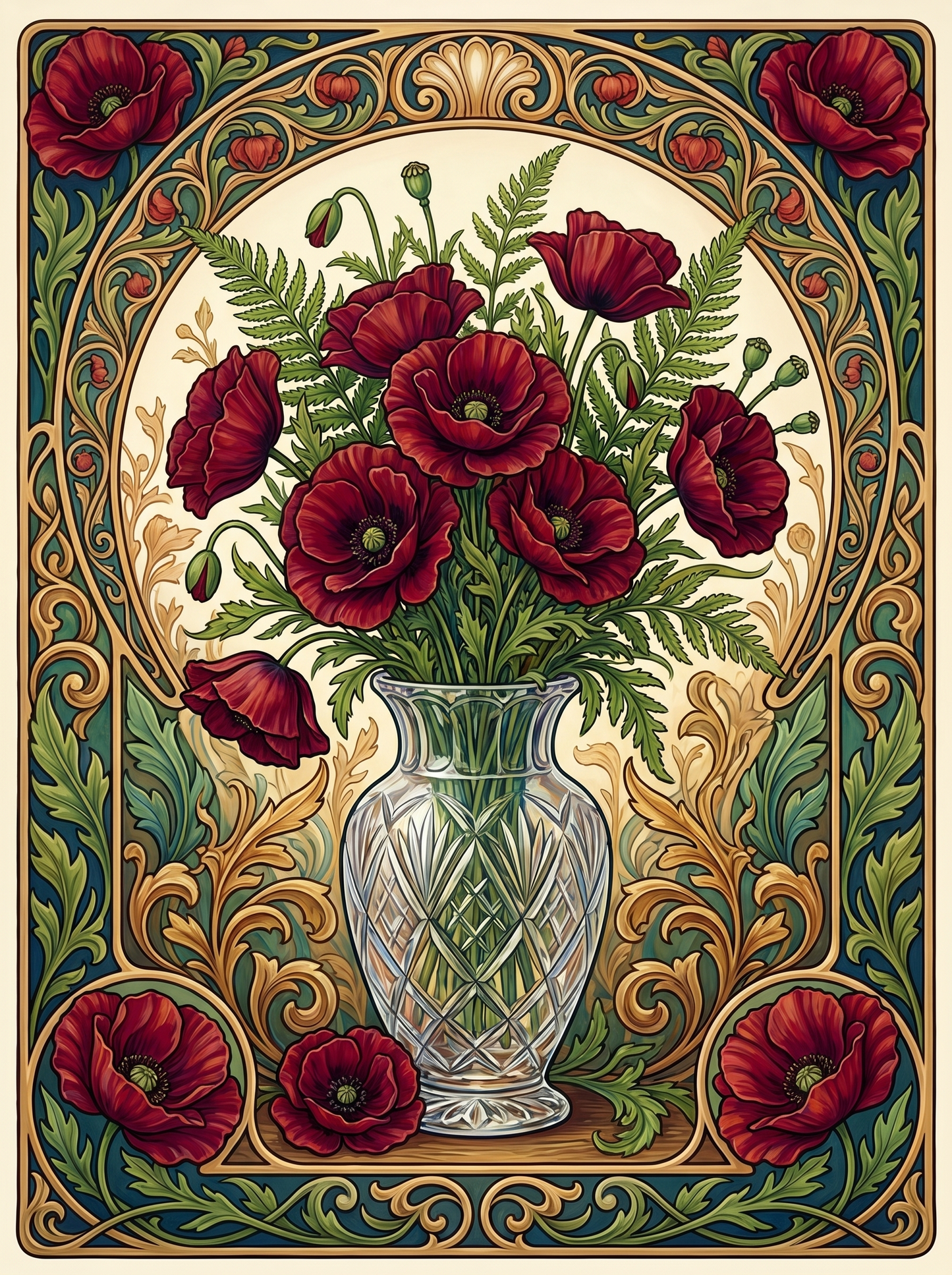 Red Poppy Crystal Vase 2 (80 Colors)
