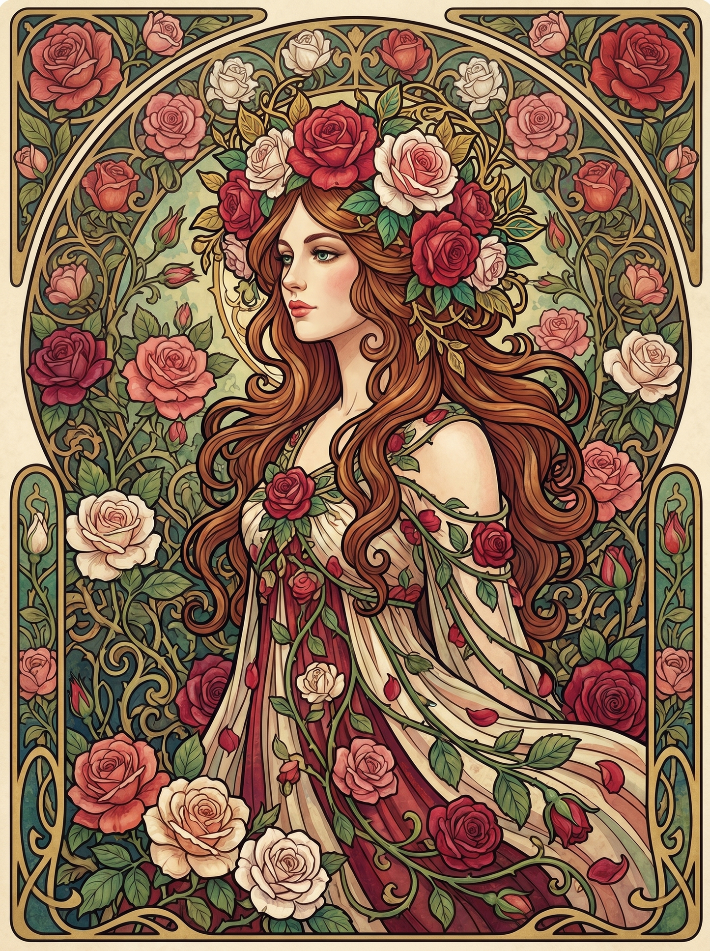 Red Rose Maiden Portrait (80 Colors)
