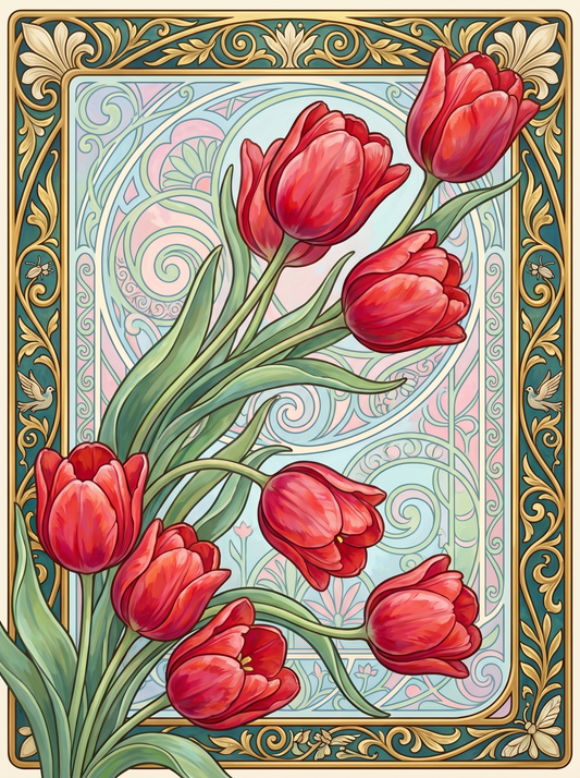 Red Tulip Floral Panel (80 Colors)