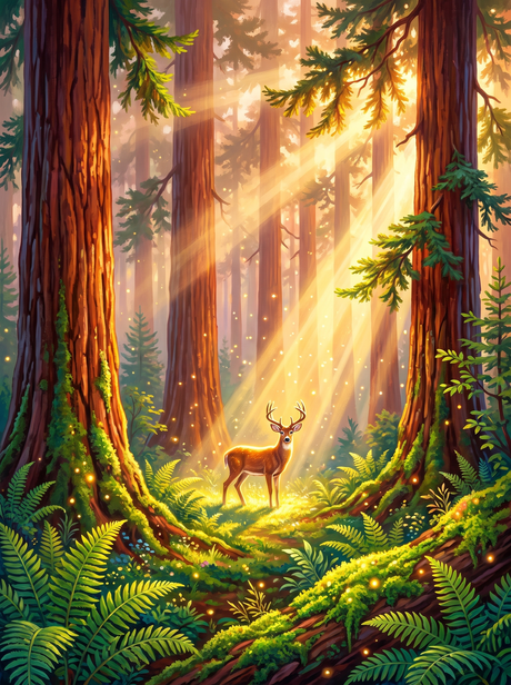 Redwood Forest God Rays