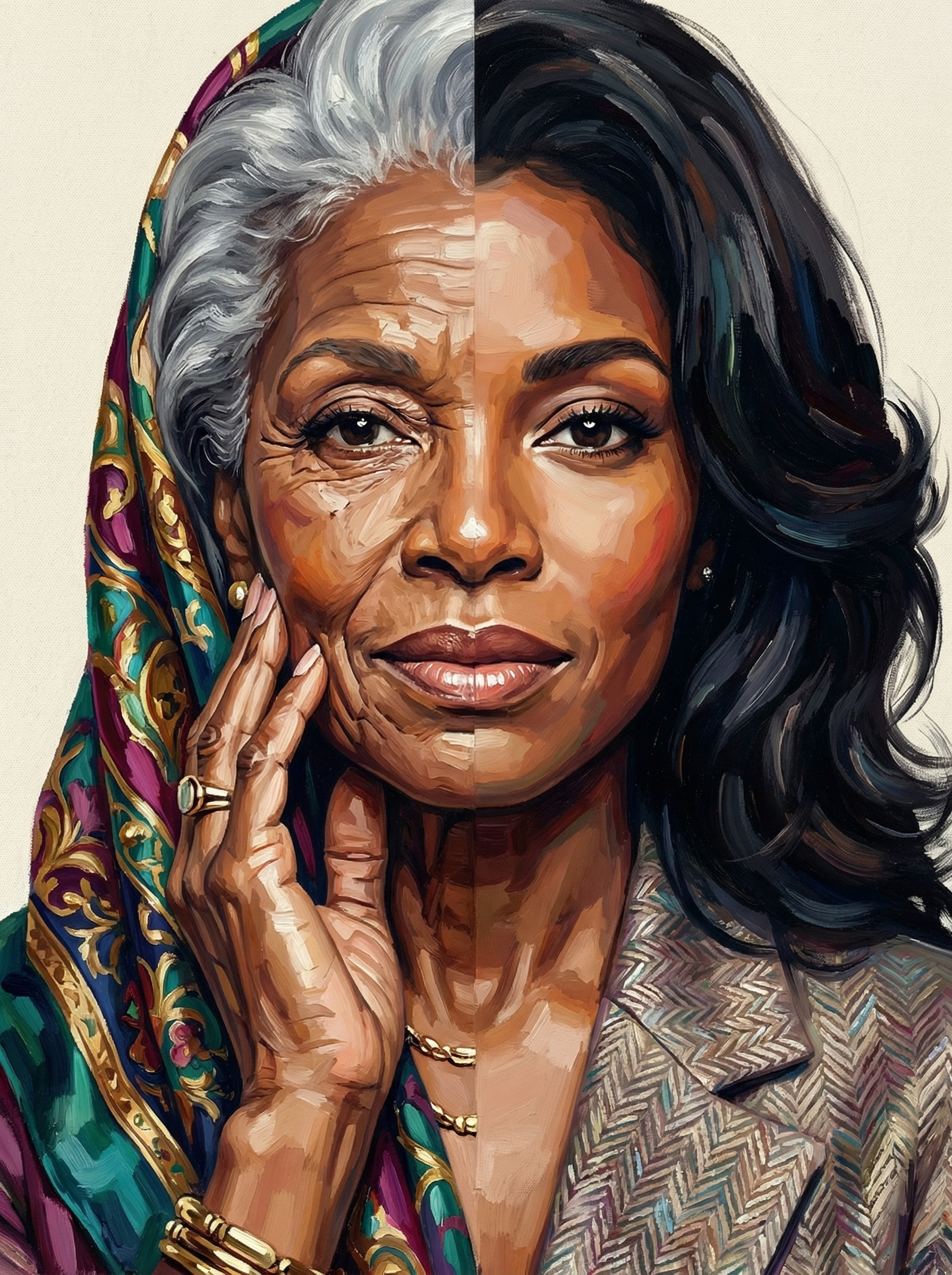 Reflective Headwrap Portrait (100 Color Diamond Painting)