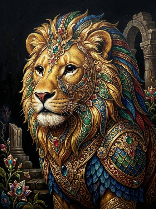 Regal Decorated Lion (100 Color Diamond Painting) Diamond Painting kit