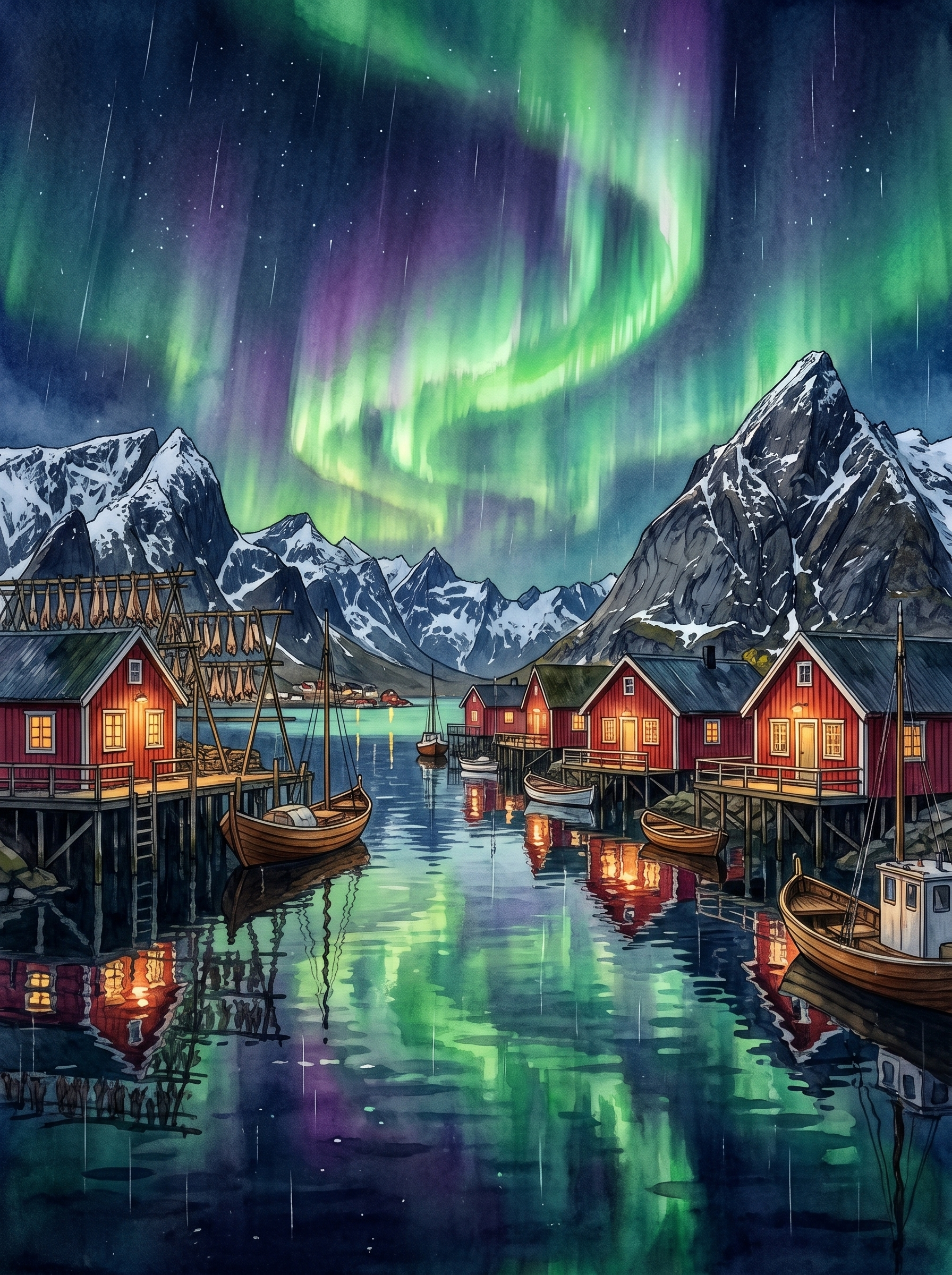 Aurora over Reine, Lofoten