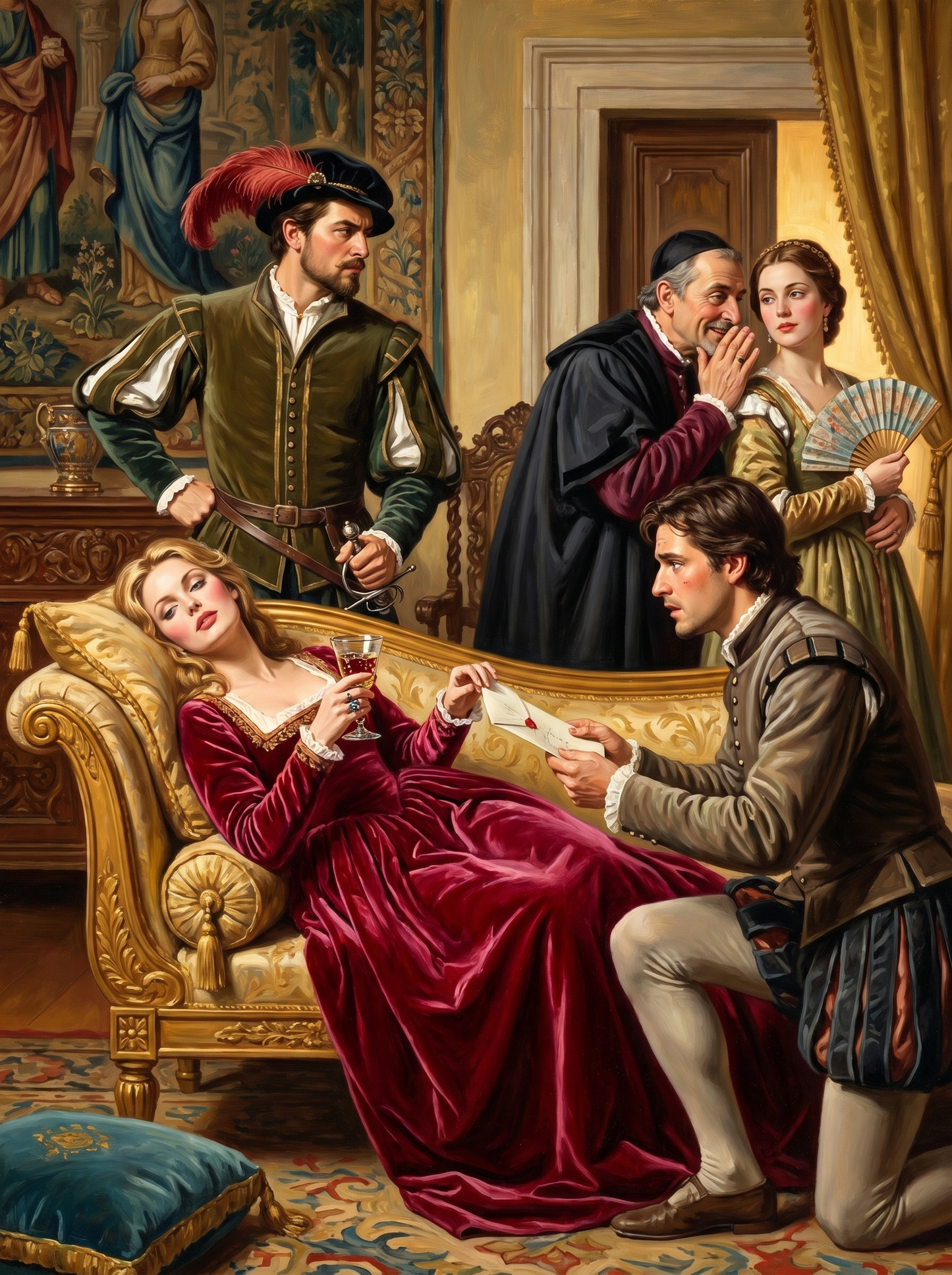 Renaissance Fainting Maiden (150 Color Diamond Painting)