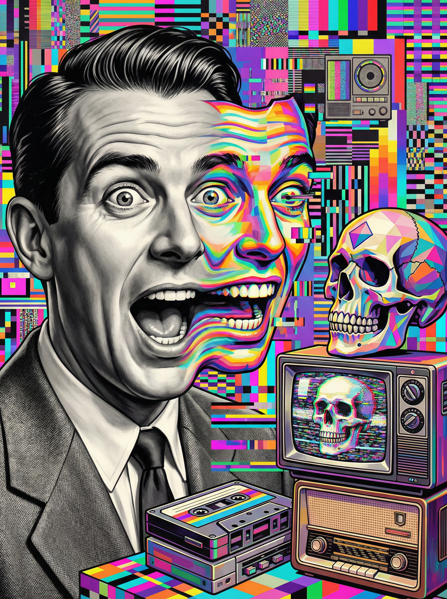 Retro Glitch Pop Art (100 Color Diamond Painting) Diamond Painting kit