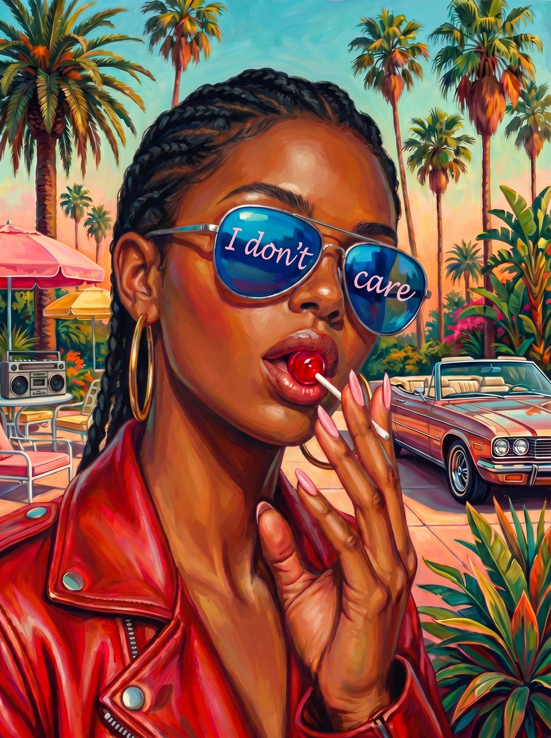 Retro Lollipop Palm Attitude (100 Color Diamond Painting)