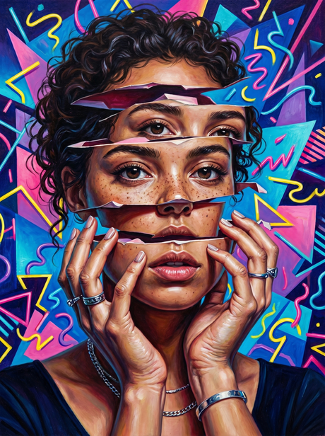 Retro Neon Woman Face (100 Color Diamond Painting) Diamond Painting kit