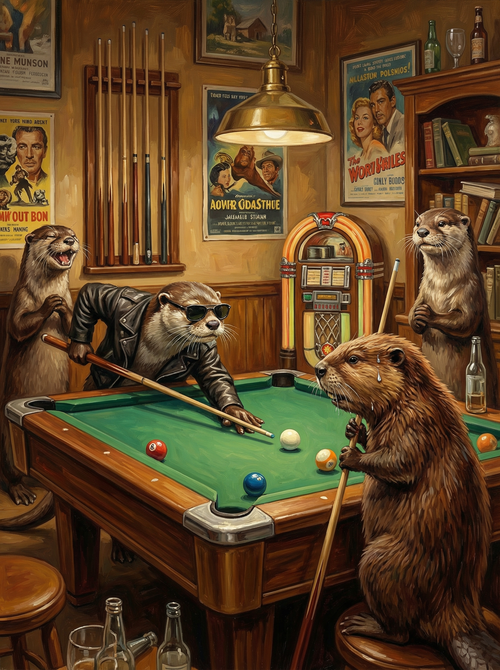Retro Otter Billiards (Diamond Painting) Diamond Painting kit