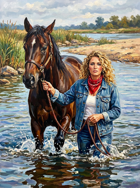 Riverside Horse Woman (Diamond Painting) Diamond Painting kit