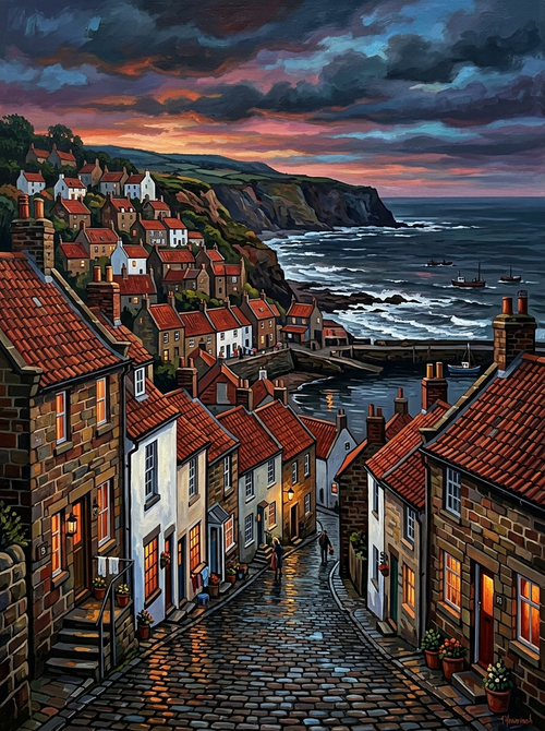 Robin Hoods Bay (150 Color Diamond Painting)