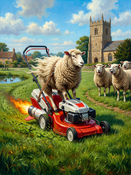 Rocket Lawnmower Sheep
