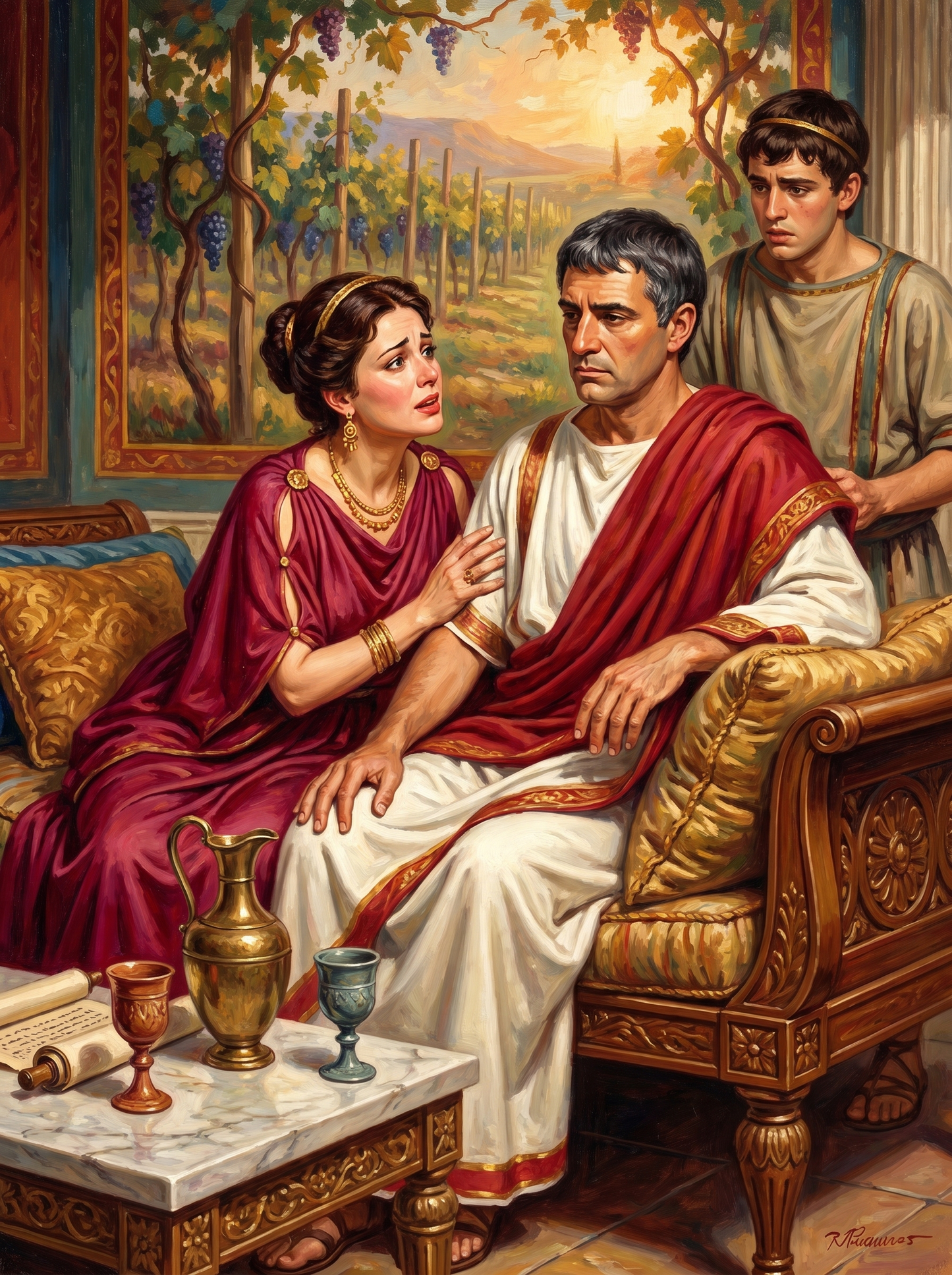 Roman Golden Couch Couple (150 Color Diamond Painting)