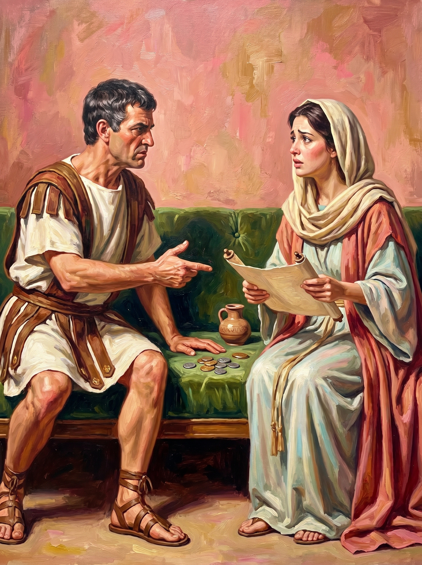 Roman Green Couch Lovers (150 Color Diamond Painting)