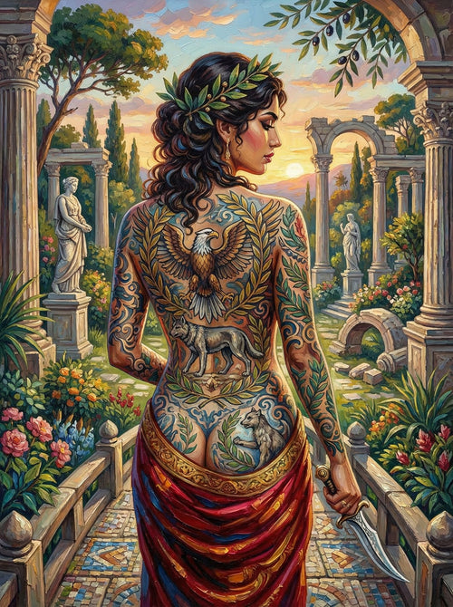 Roman Tattoo Garden Woman (100 Color Diamond Painting) Diamond Painting kit