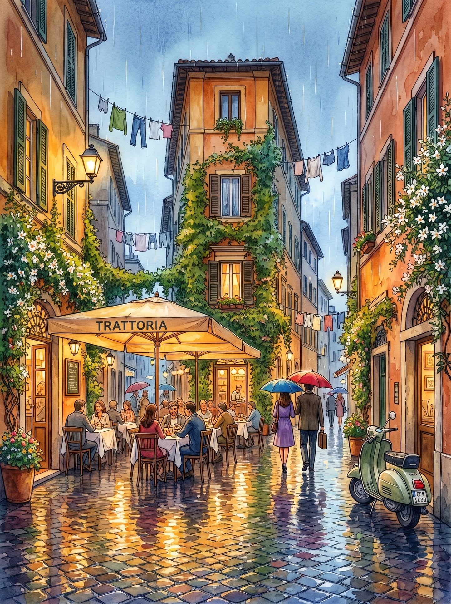 Rainy Trastevere Trattoria, Rome