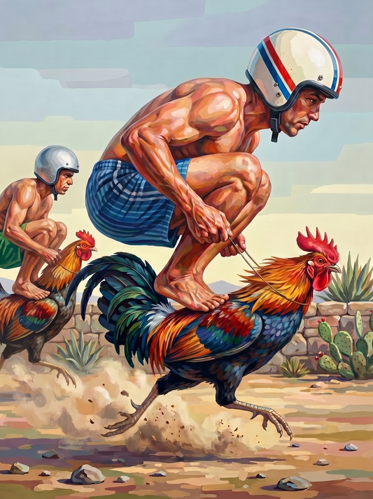 Rooster Racing Riders (100 Color Diamond Painting)