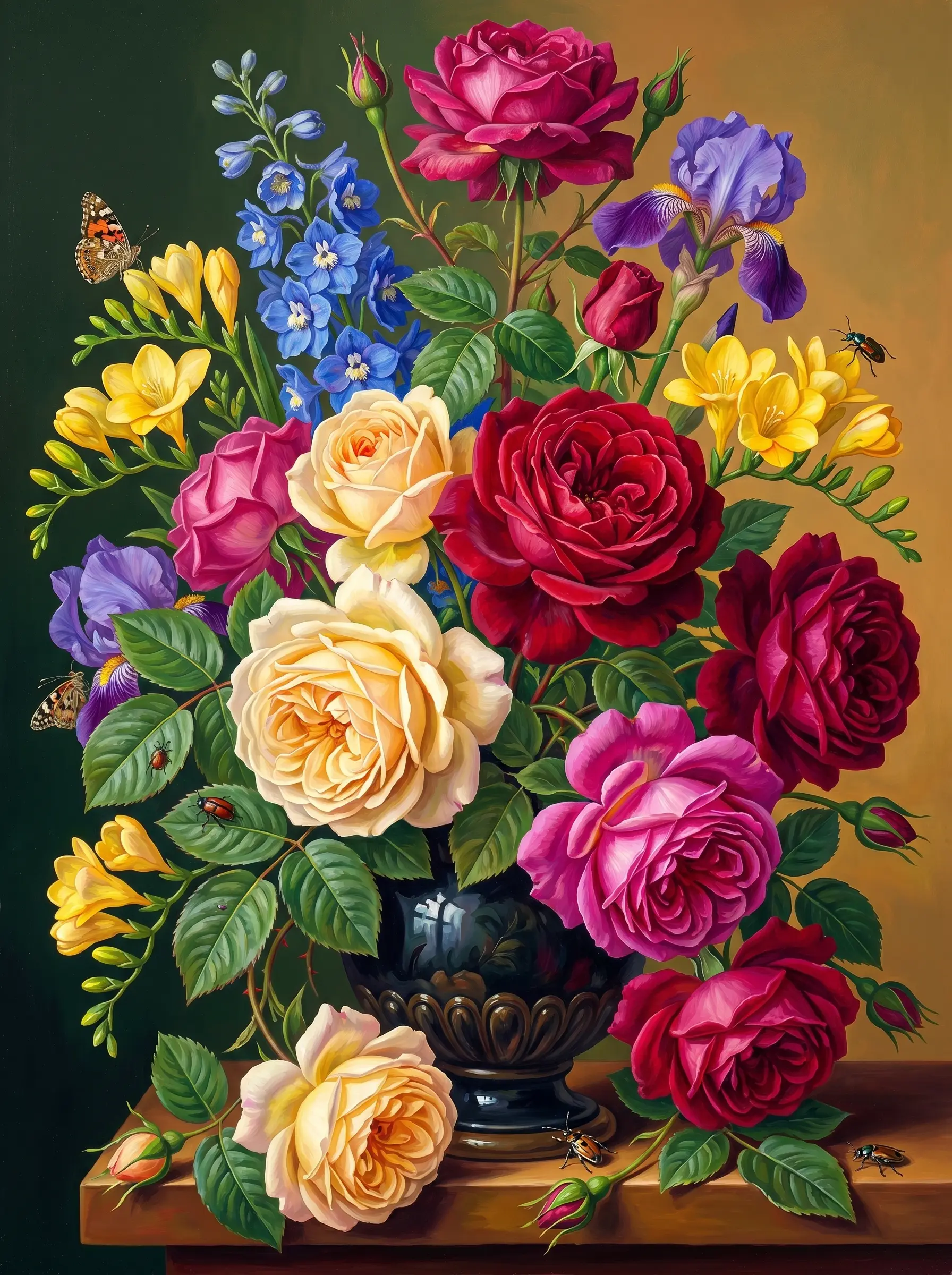 Rose Bouquet Vase Classical (Diamond Painting)