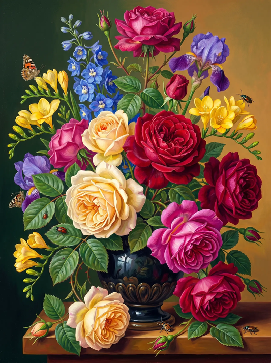 Rose Bouquet Vase Classical (Diamond Painting)