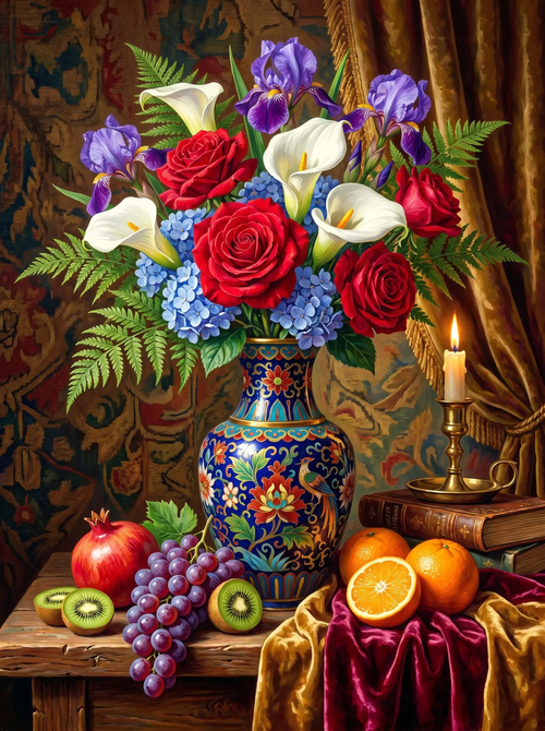 Rose Calla Iris Still Life (Diamond Painting)