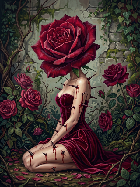 Rose Head Thorn Woman (100 Color Diamond Painting) Diamond Painting kit