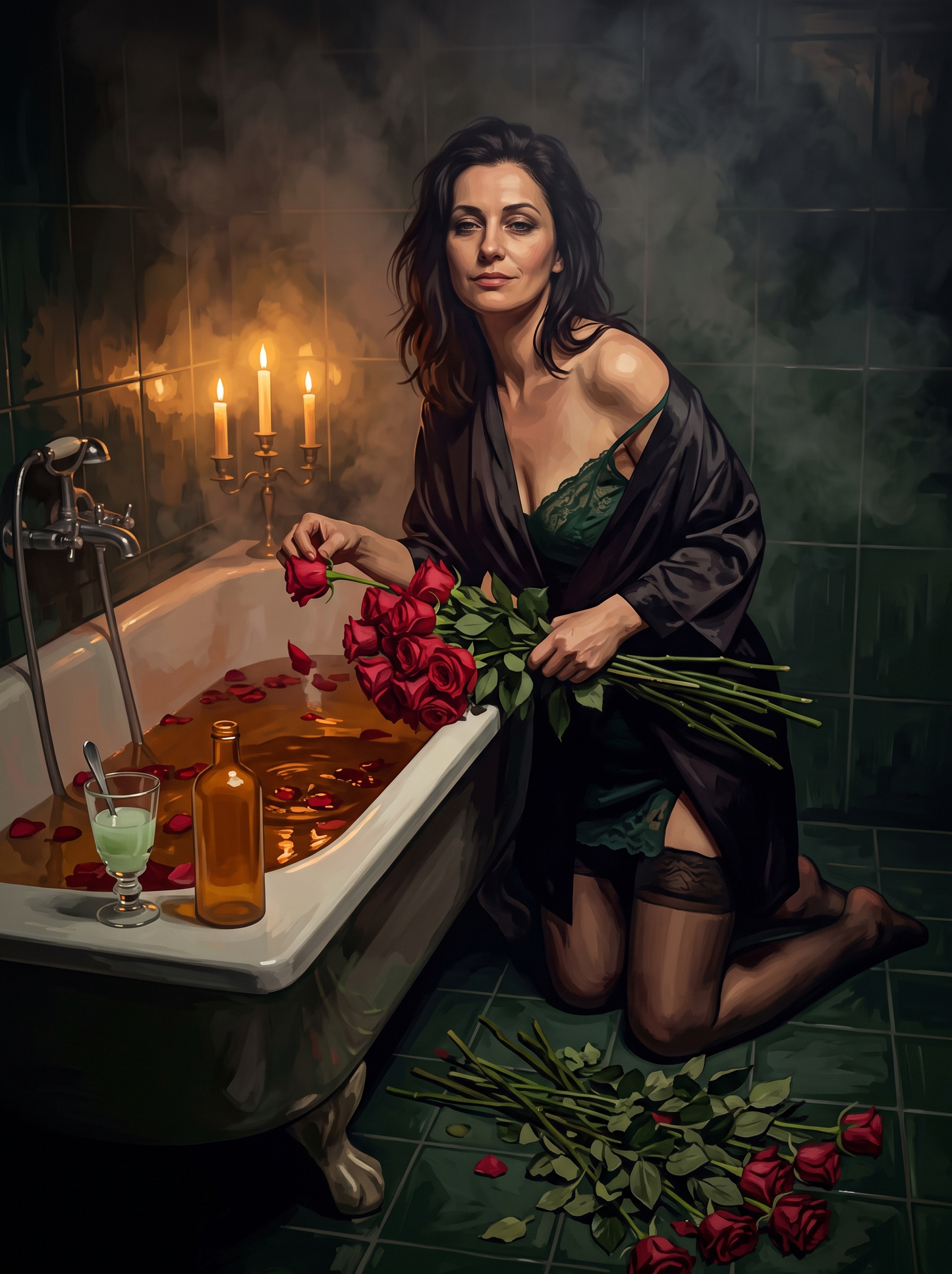 Rose Heads and Candlelight