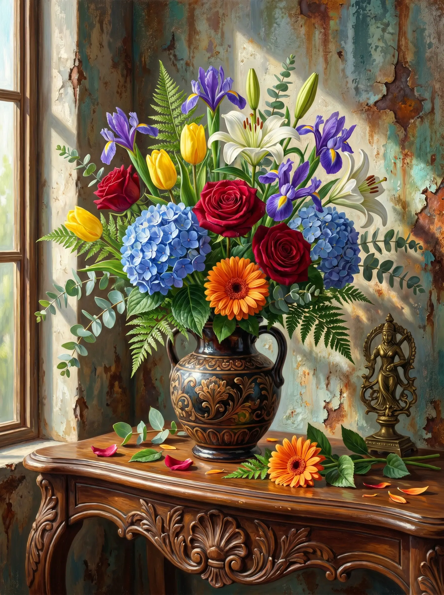 Rose Iris Hydrangea Vase (Diamond Painting)