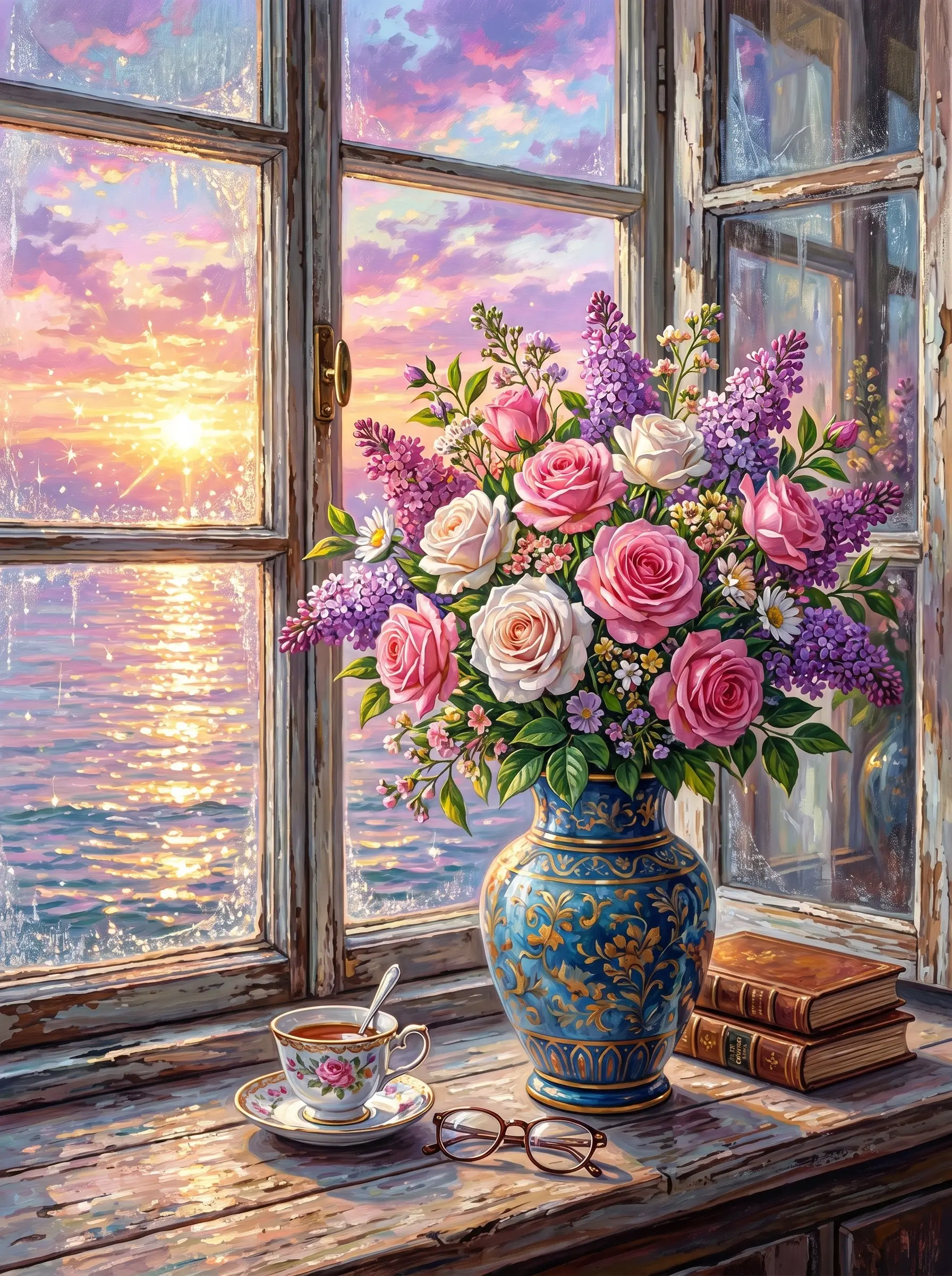 Rose Lilac Sunset Window (Diamond Painting)
