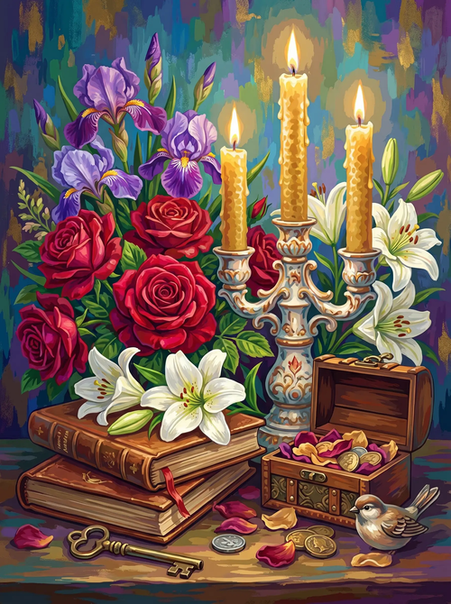 Rose Lily Candelabra (Diamond Painting)