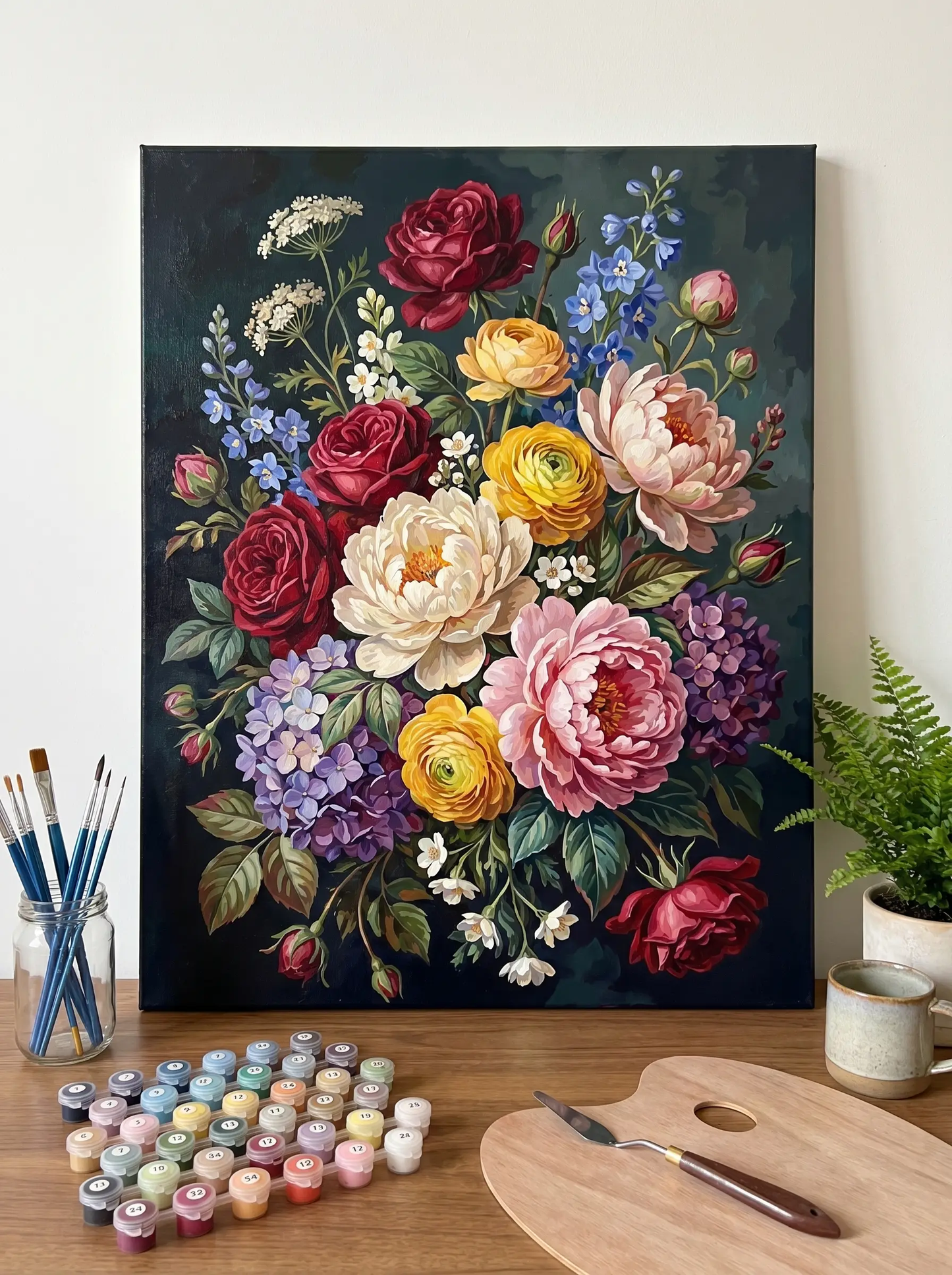 Rose Peony Canvas Bouquet (80 Colors) Flowers Paint by Numbers kit