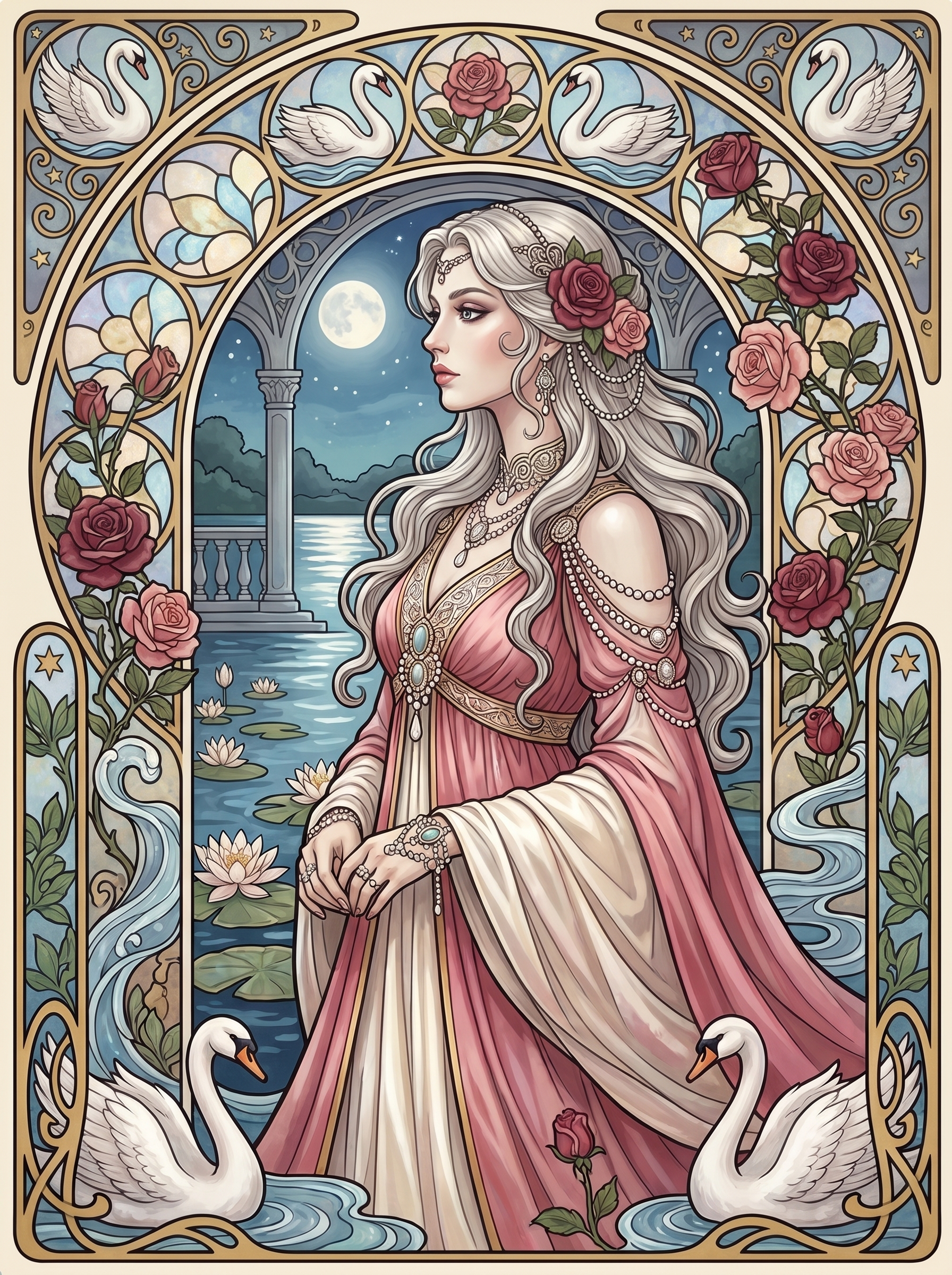 Rose Swan Moon Maiden (80 Colors)