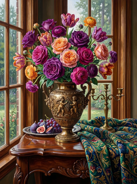 Rose Tulip Vase Window (Diamond Painting) Diamond Painting kit