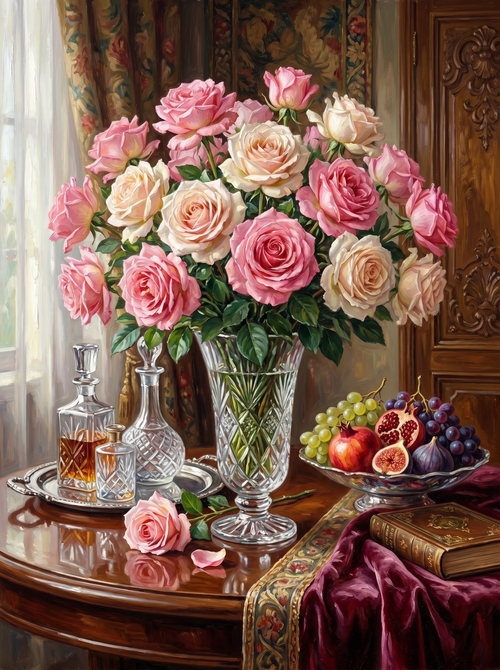 Roses Crystal Vase (Diamond Painting)