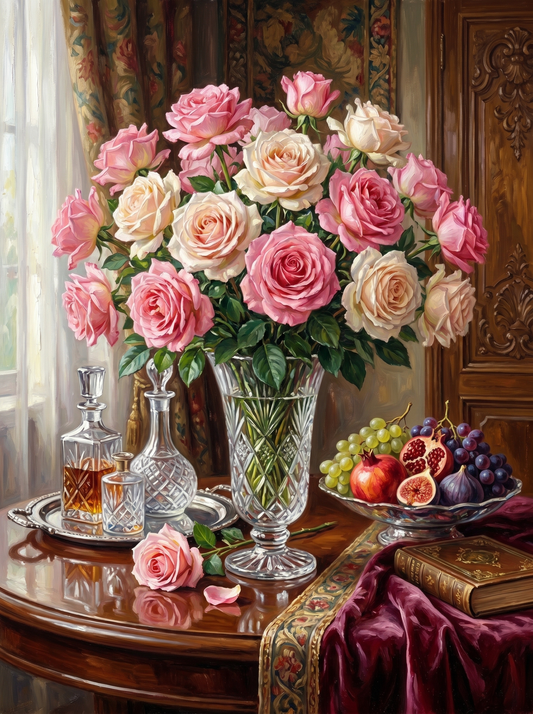Roses Crystal Vase (Diamond Painting)