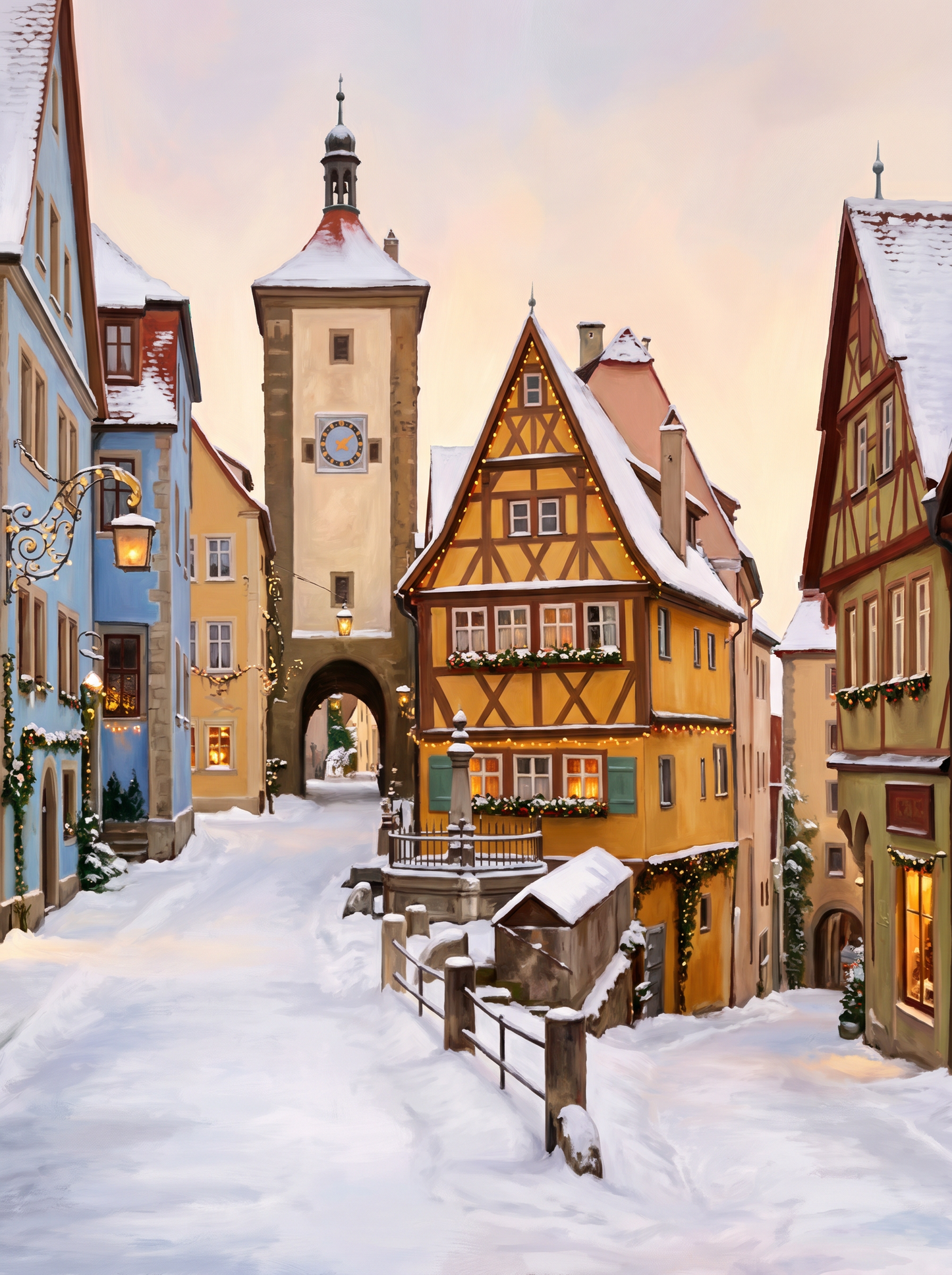 Rothenburg Fairytale Street Snow