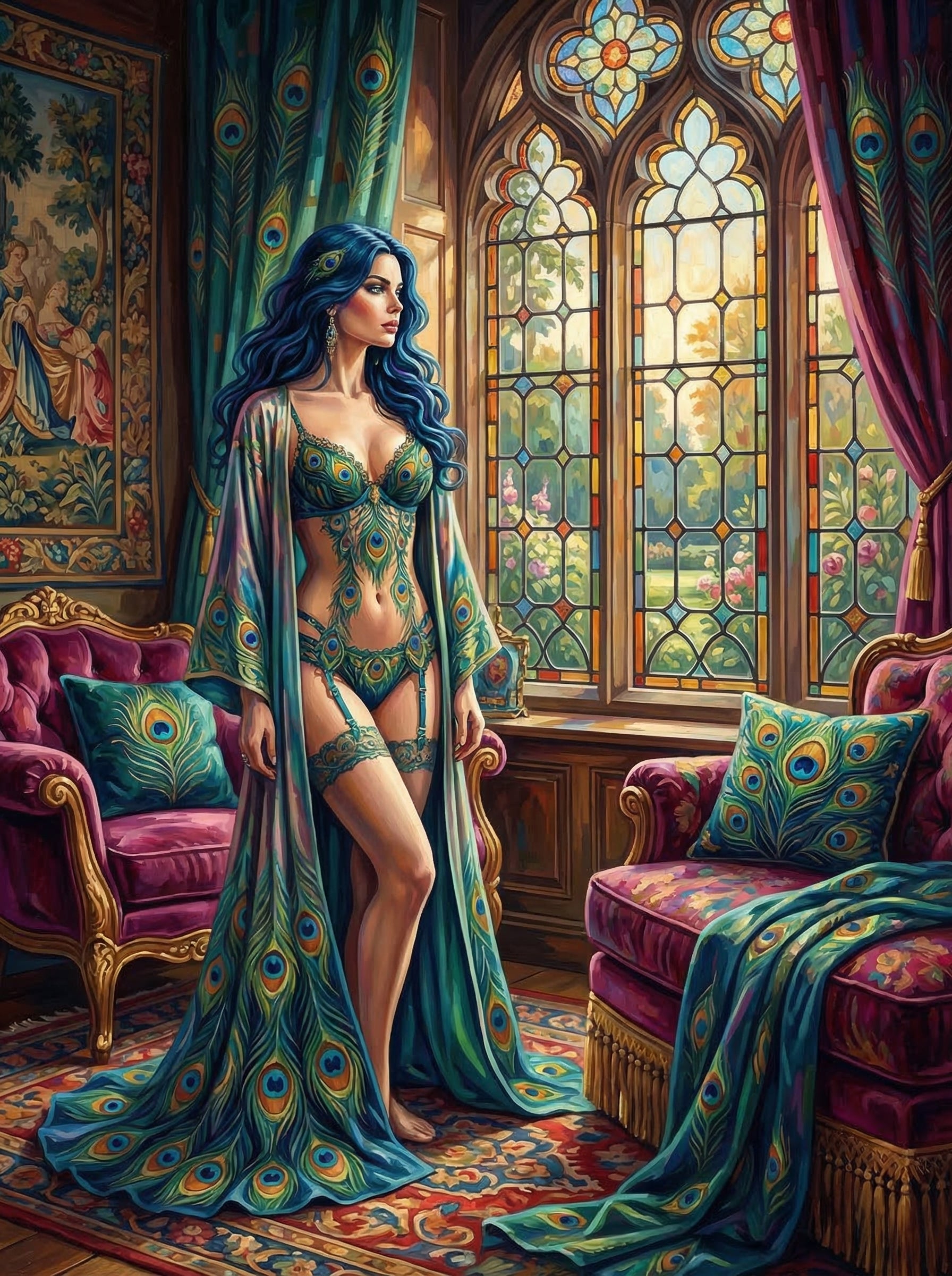 Royal Peacock Jeweled Chamber (100 Color Diamond Painting)