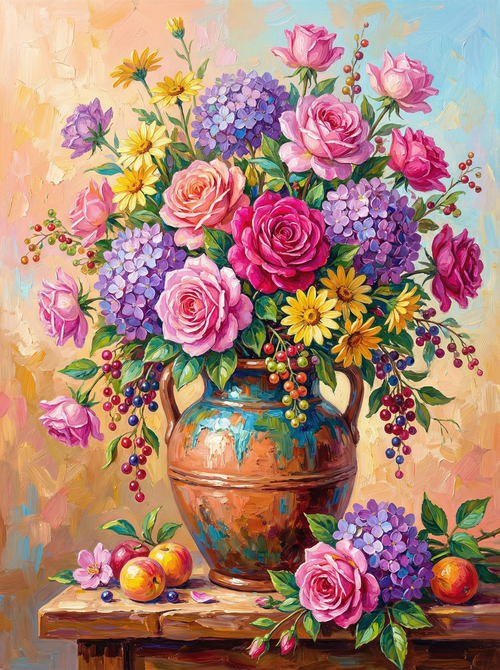 Rustic Pitcher Bouquet (100 Color Diamond Painting) Diamond Painting kit