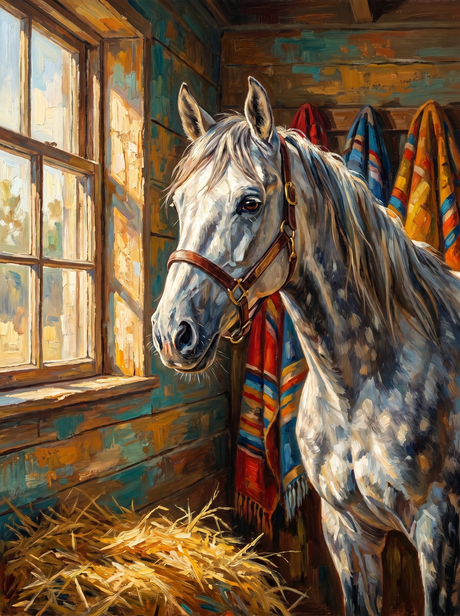 Rustic Window Pony (100 Color Diamond Painting) Diamond Painting kit