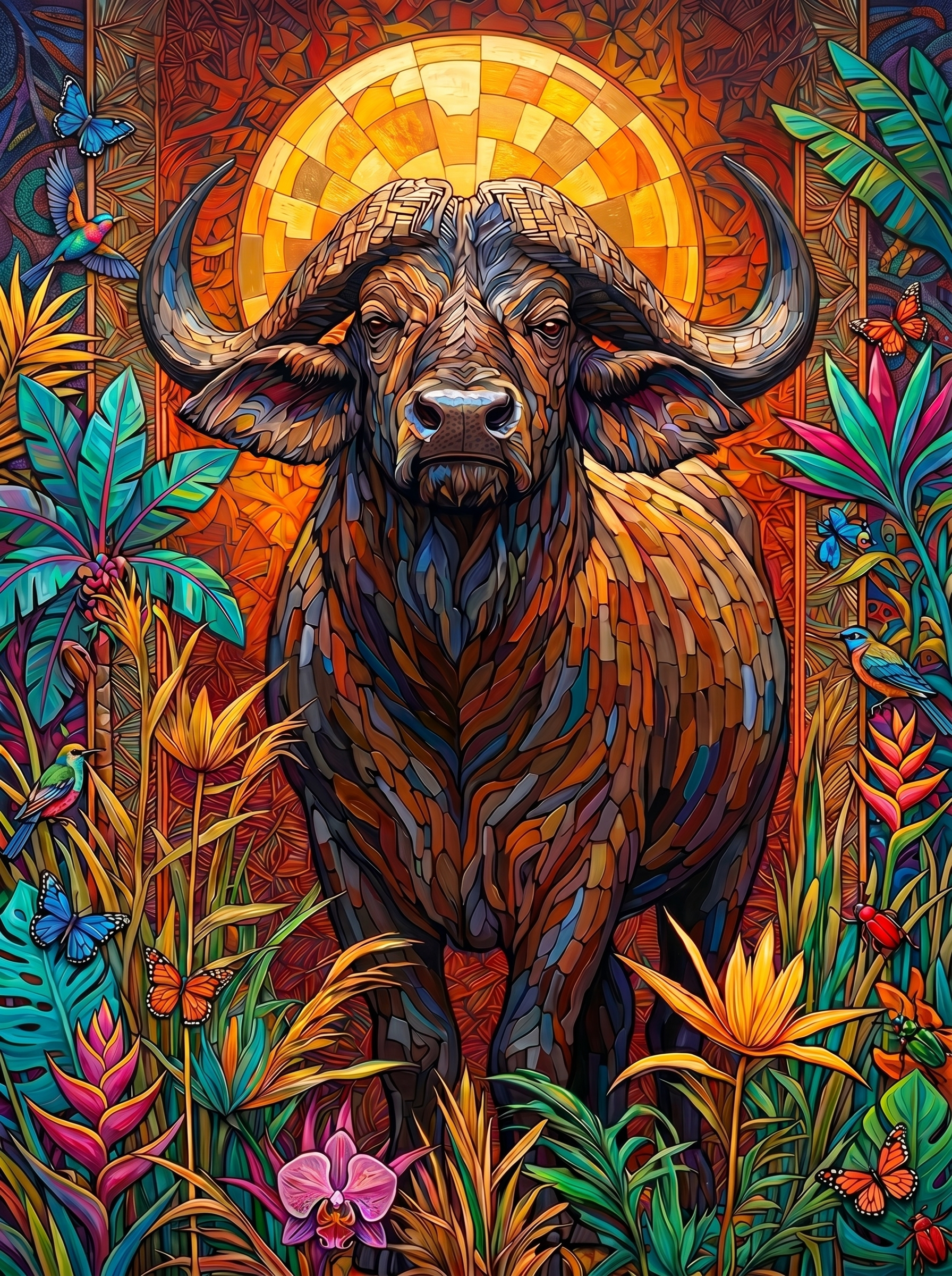 Sacred Golden Mandala Bull (100 Color Diamond Painting)