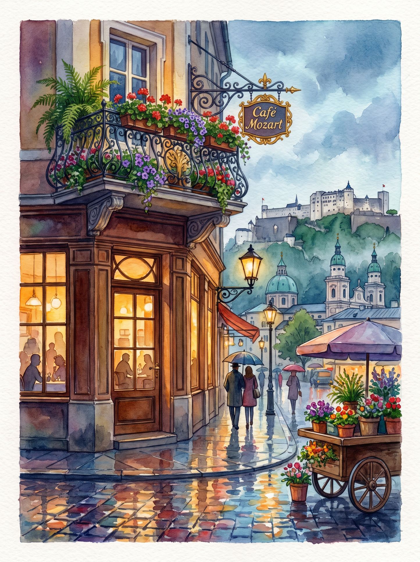 Salzburg Fortress Rainy Café