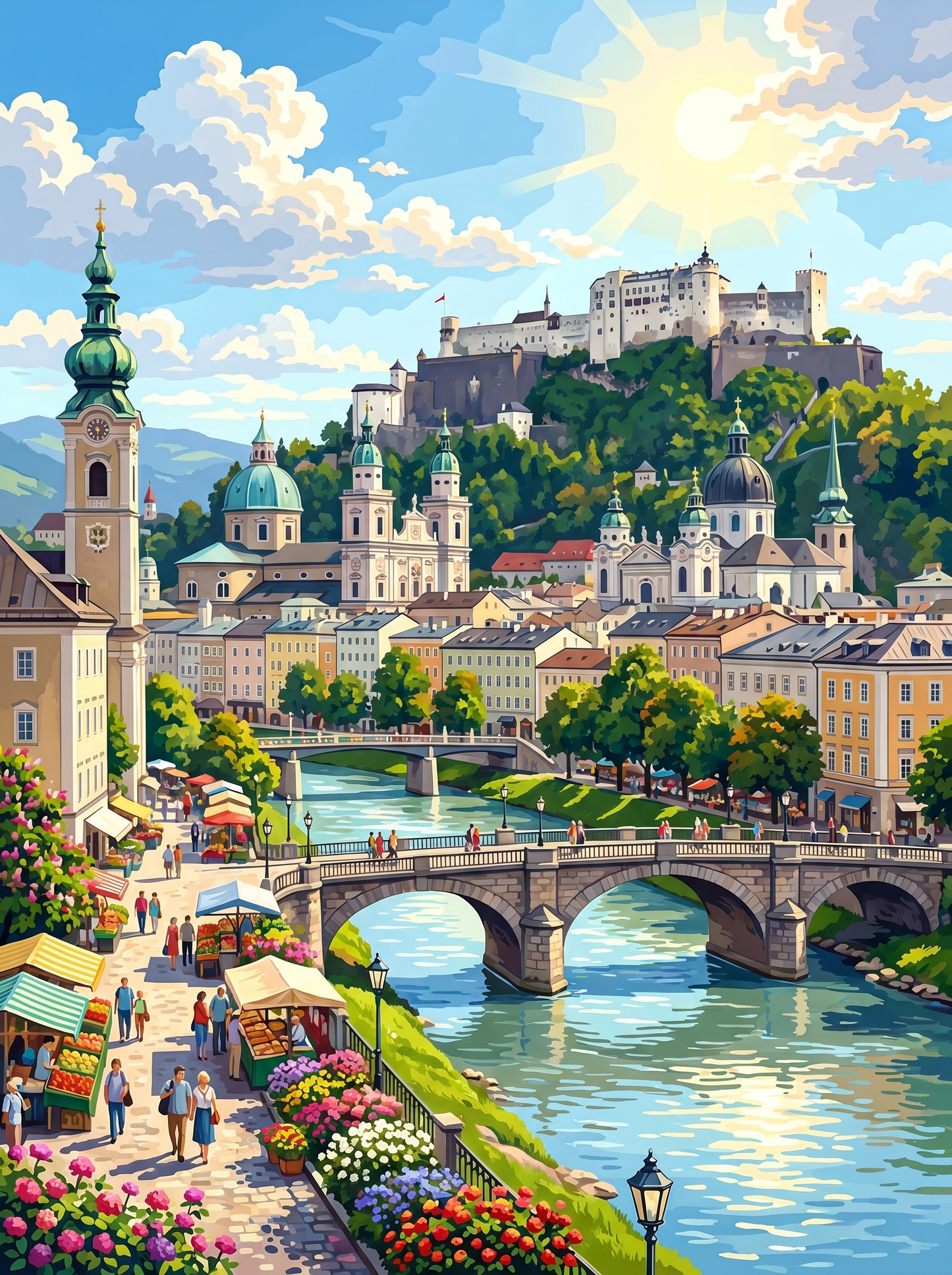 Salzburg Old Town (150 Color Diamond Painting)