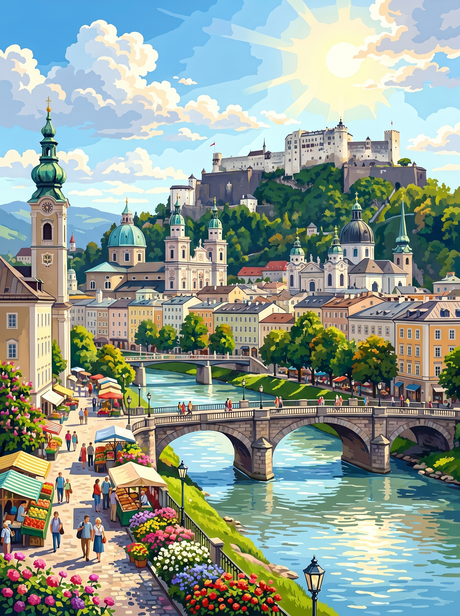 Salzburg Old Town (150 Color Diamond Painting) Diamond Painting kit